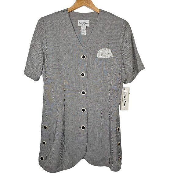 Vintage 90s Dress Danny & Nicole NY Women's Houndstooth Button-Front Blazer 16 - Picture 1 of 16